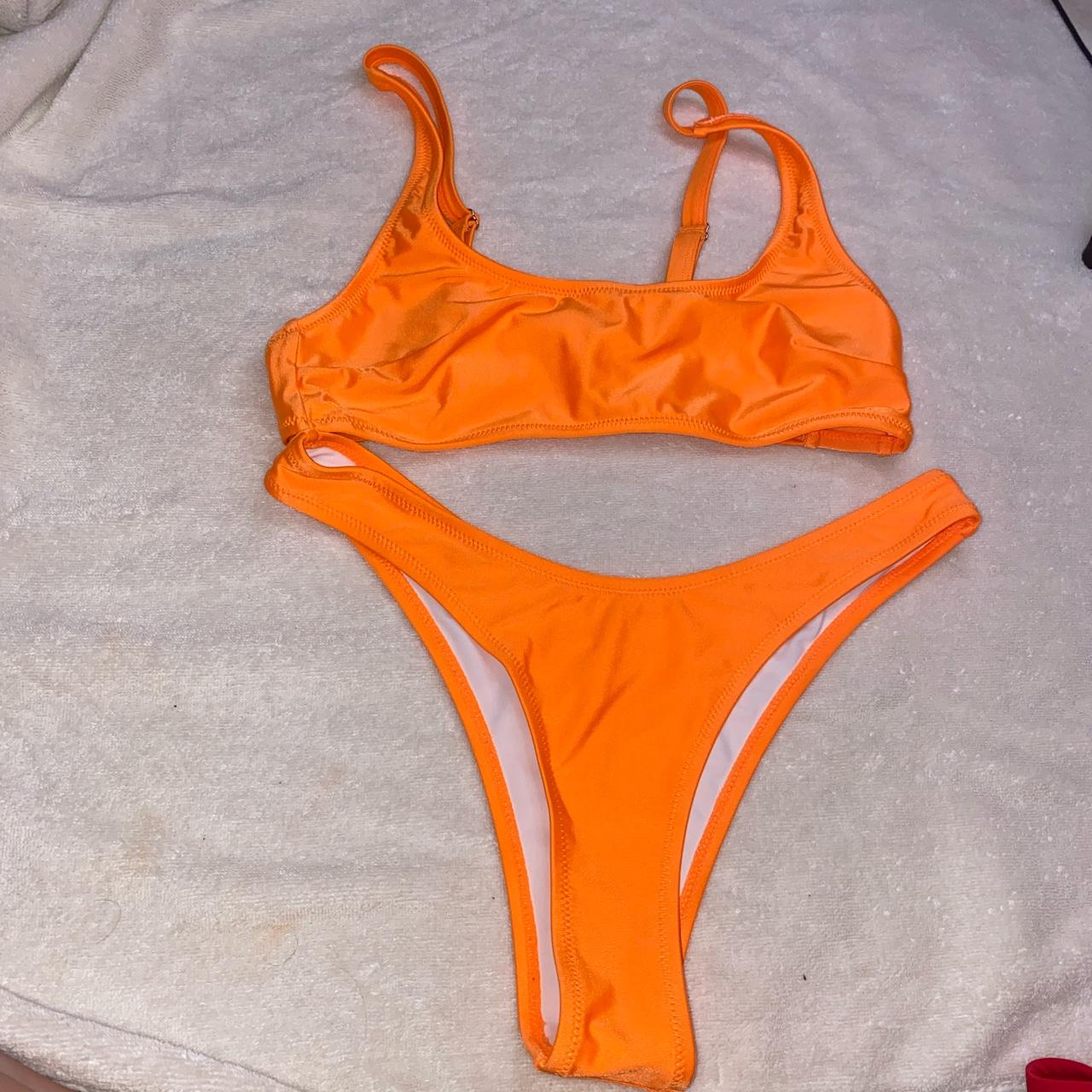 Cupshe Neon Orange Tankini Cupshe Neon Orange Ruffled Bikini Set