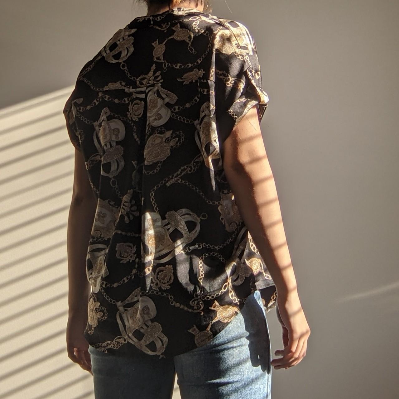 valley girl black silk button up shirt > labelled... Depop