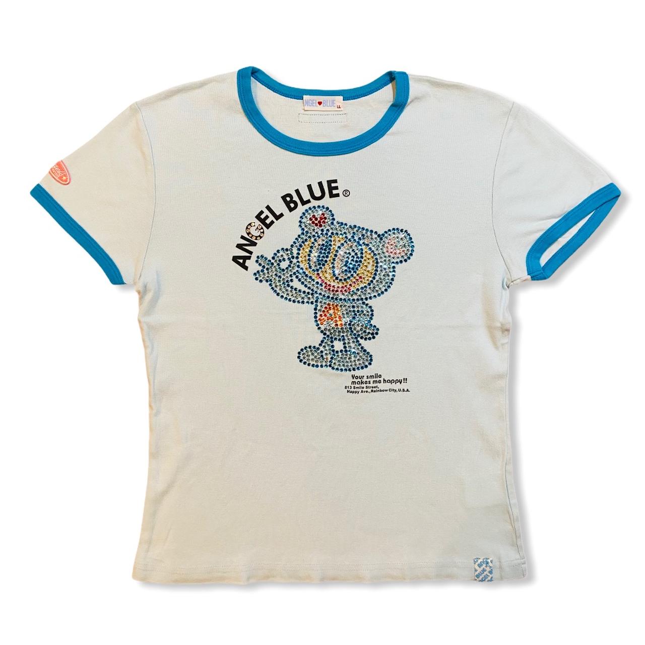 好デザイン❗️】00´s ANGEL BLUE 総柄 Tシャツ y2k-