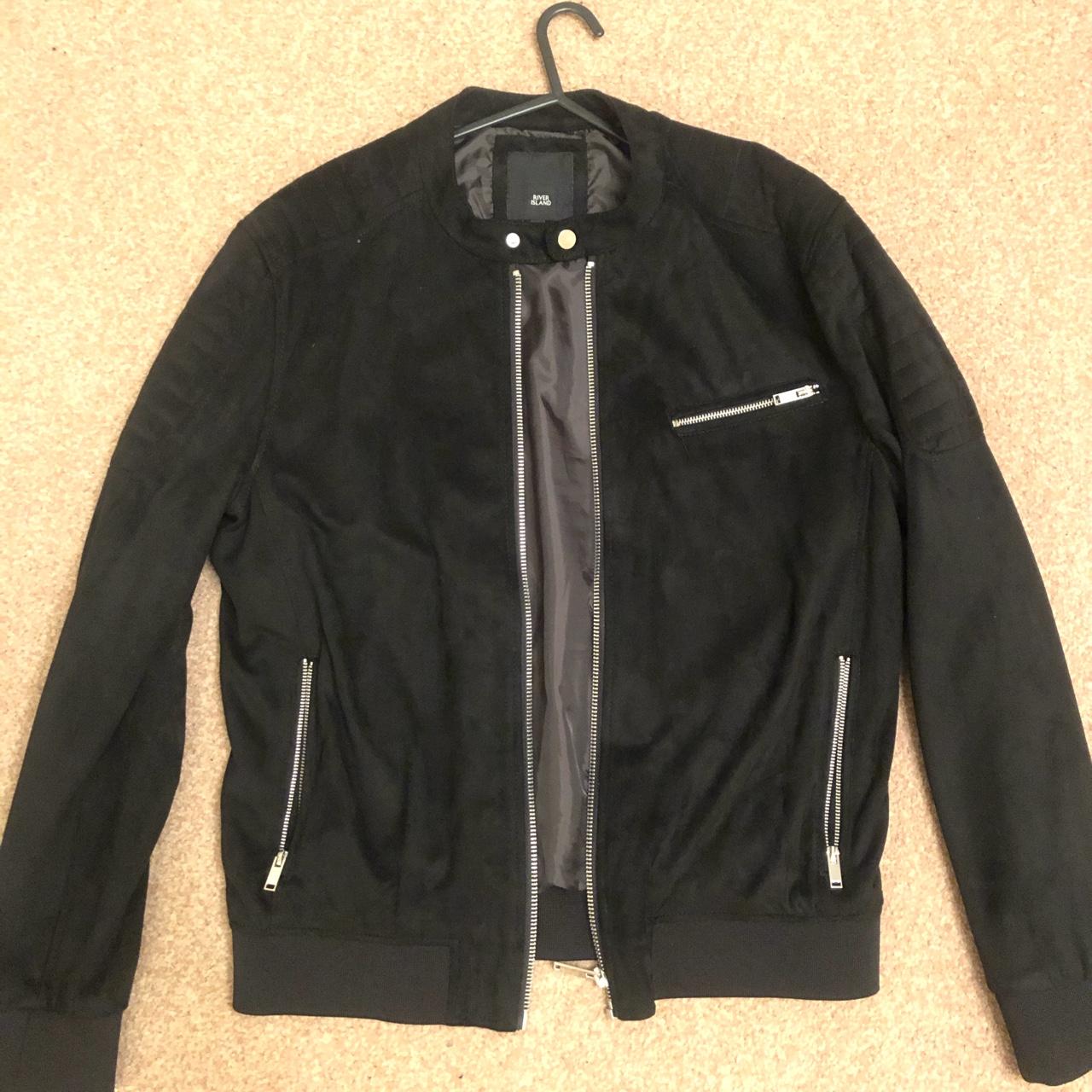 Men s Suede Bomber Jacket Black Suede Zip