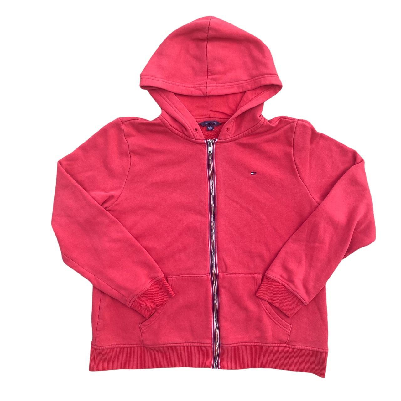 Red tommy hilfiger zip up clearance hoodie