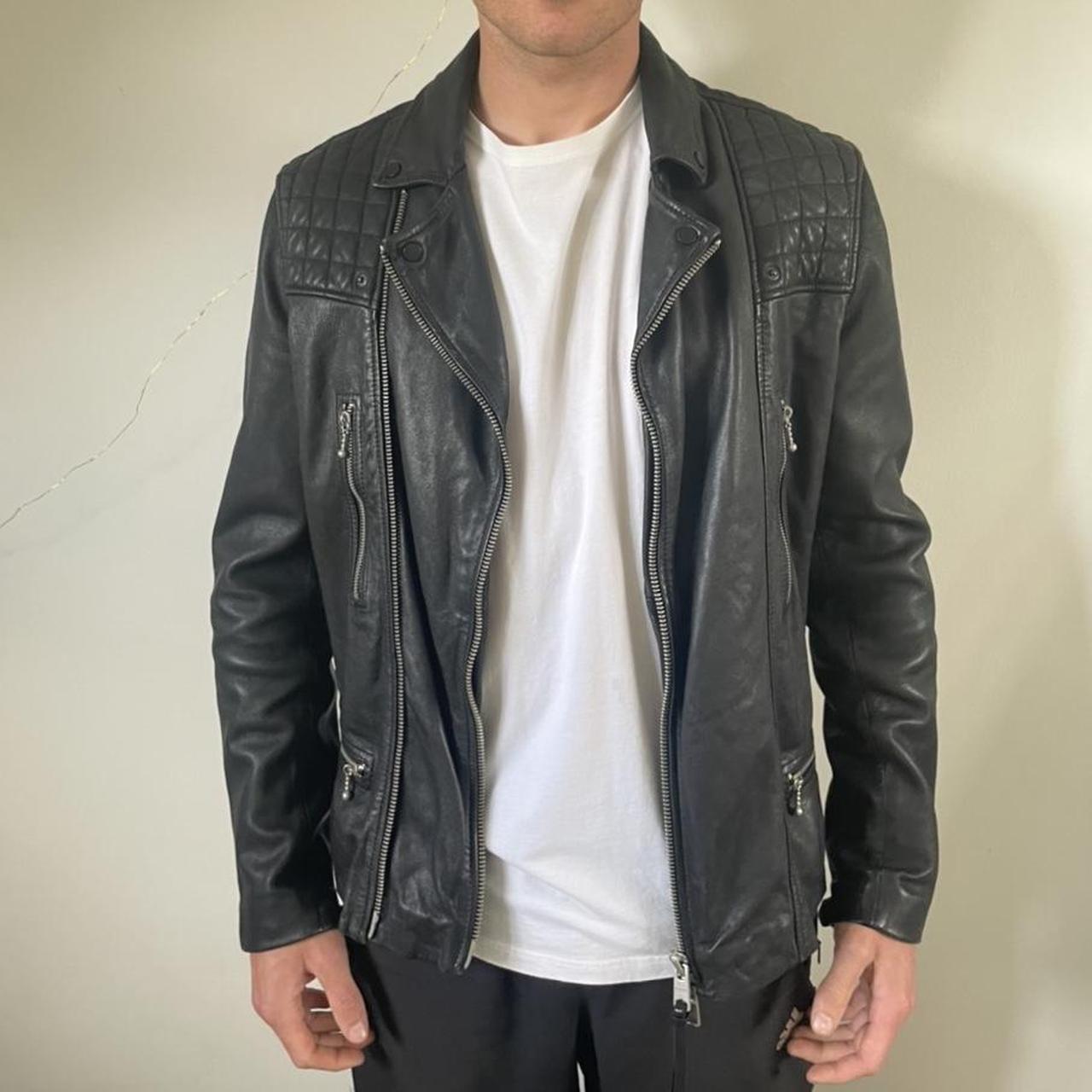 Men’s All Saints Leather Jacket Size Medium very... Depop