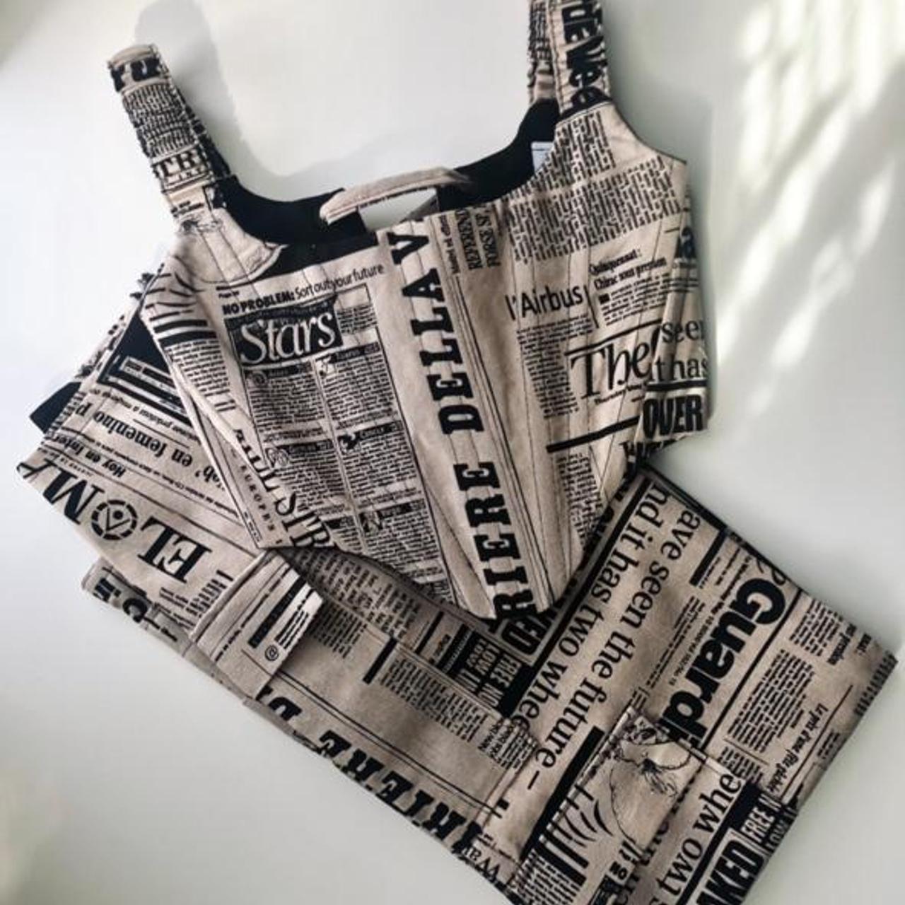Hand made newspaper print corset & pant set Made to... Depop