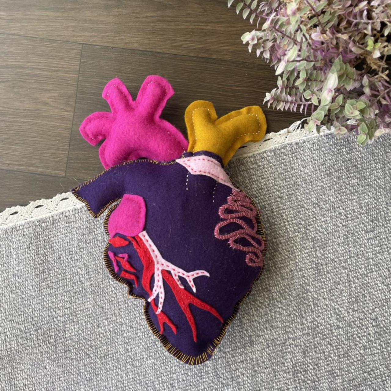 🧵 HAND-SEWN ANATOMICAL HEART CUSHION🧵 felt fabric,... - Depop