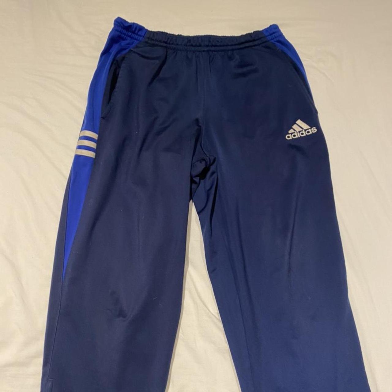 Adidas vintage navy track pants Labeled size large... - Depop