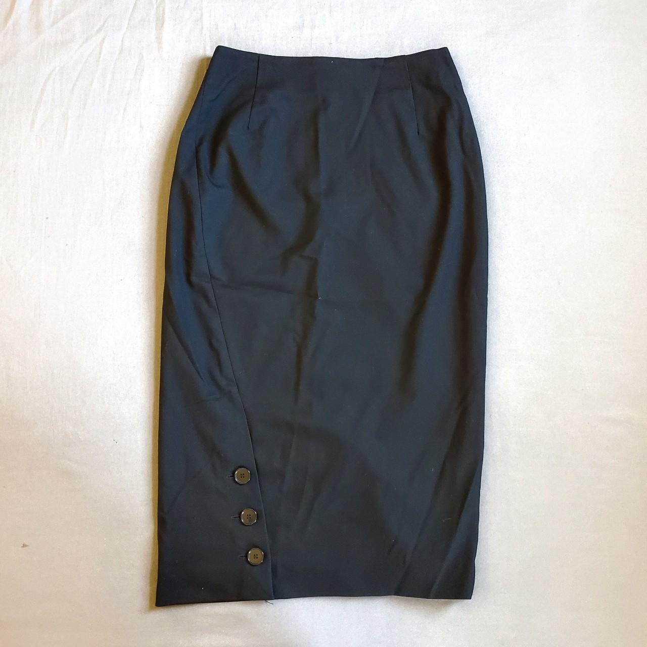 Sophisticated long black pencil skirt with 3 buttons... - Depop