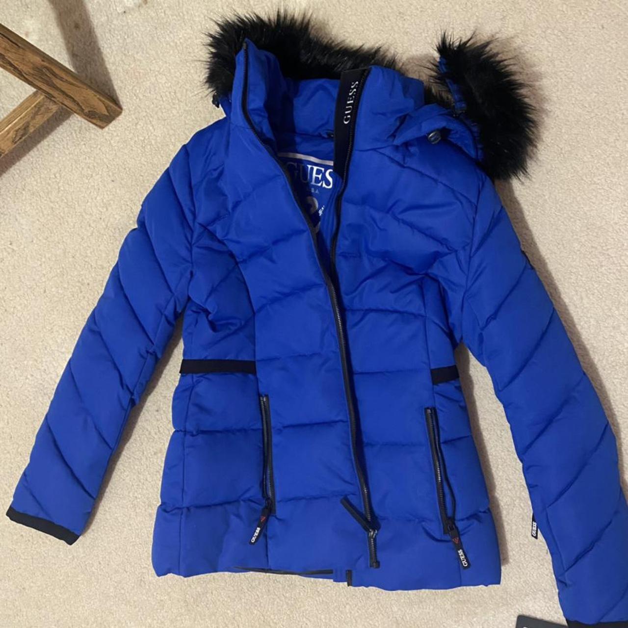 Gorgeous blue Guess winter jacket size medium with... - Depop