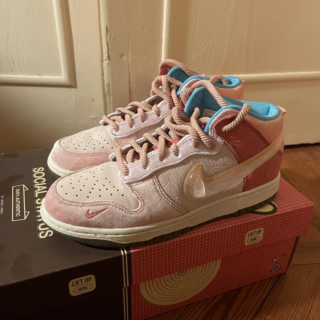 Nike dunk mid social status free lunch strawberry... Depop