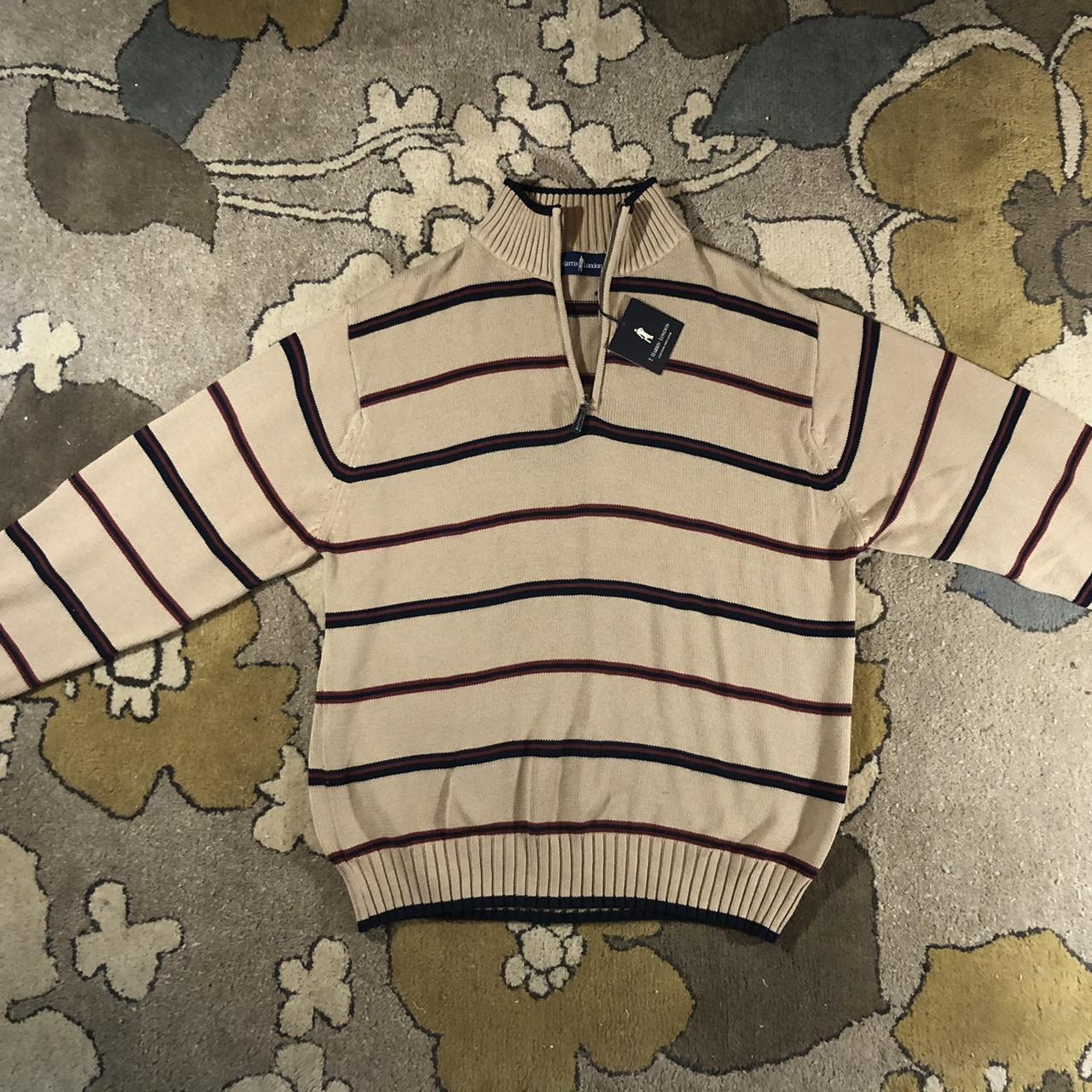 17London Men's Cream and Red Jumper