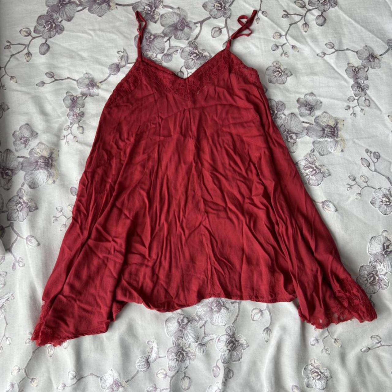 Re Tree of Life red short float dress with lace at... - Depop