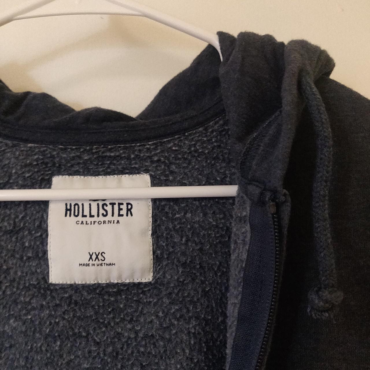 hollister navy blue cropped zip up hoodie! super... - Depop