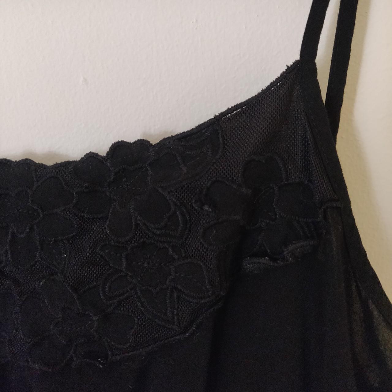 adorable black lace babydoll top! fits too big on... - Depop