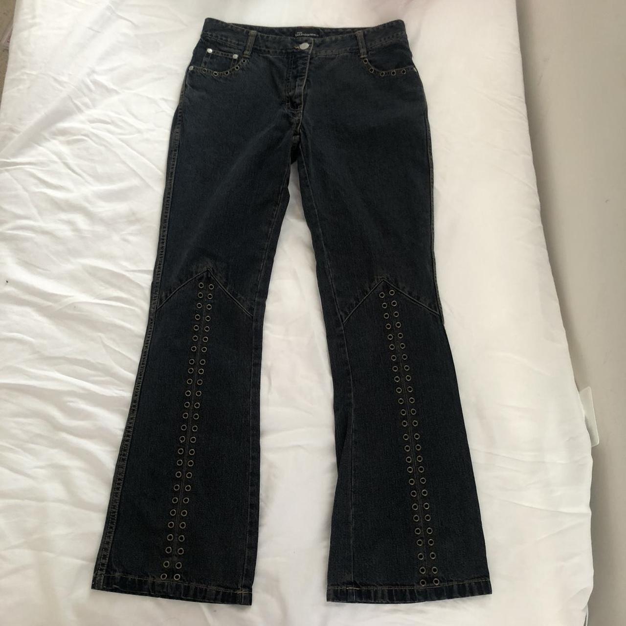 Y2K JEANS ~ low waisted flare jeans with grommet... - Depop