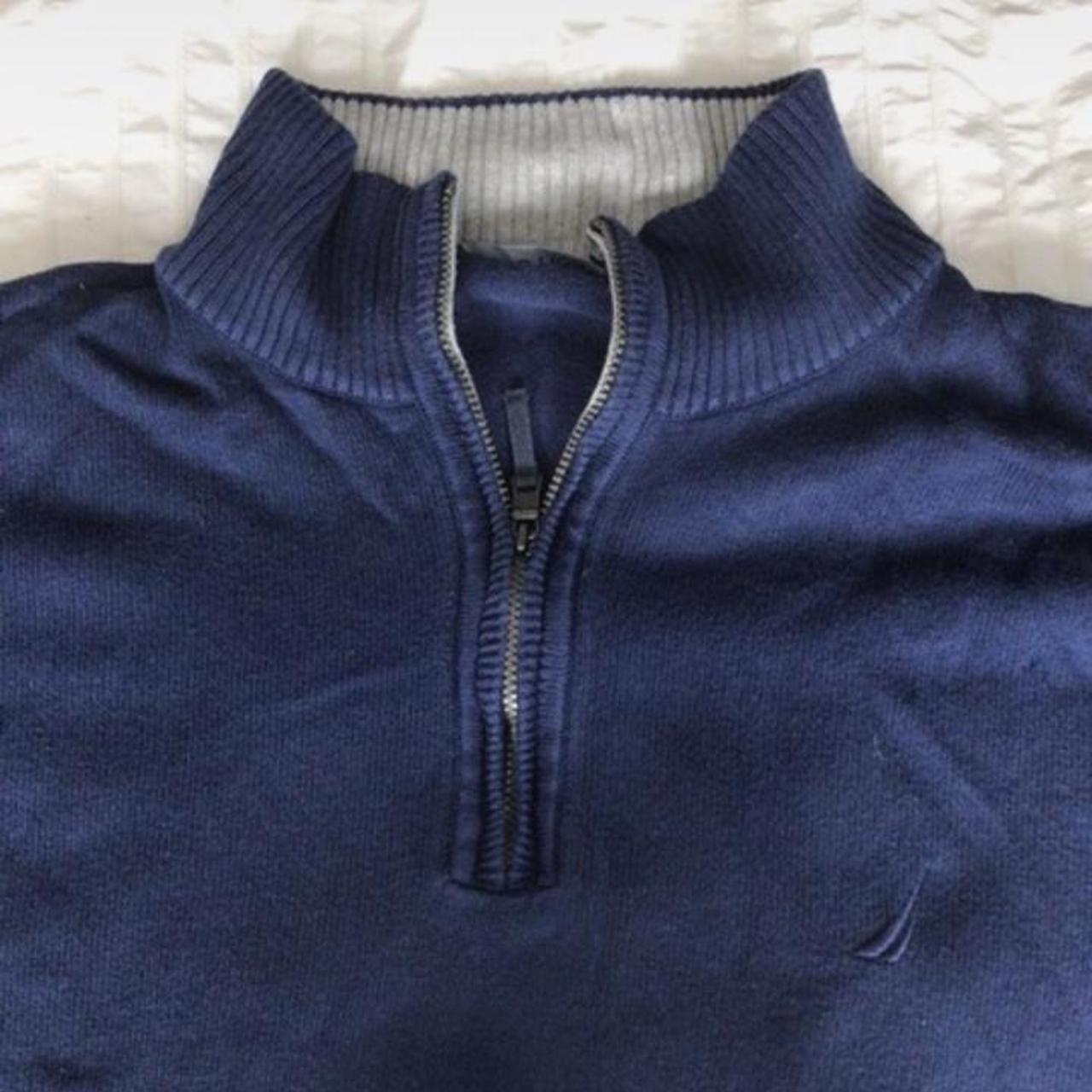 Men’s navy blue nautica quarter zip jumper Very... - Depop