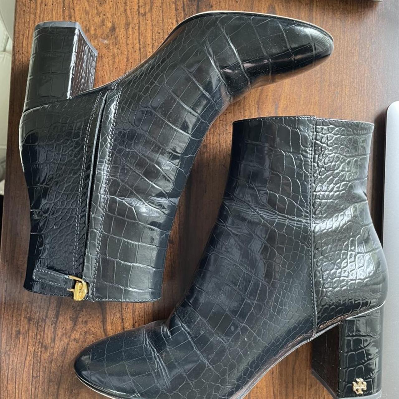 Tory Burch Women's Black and Gold Boots | Depop
