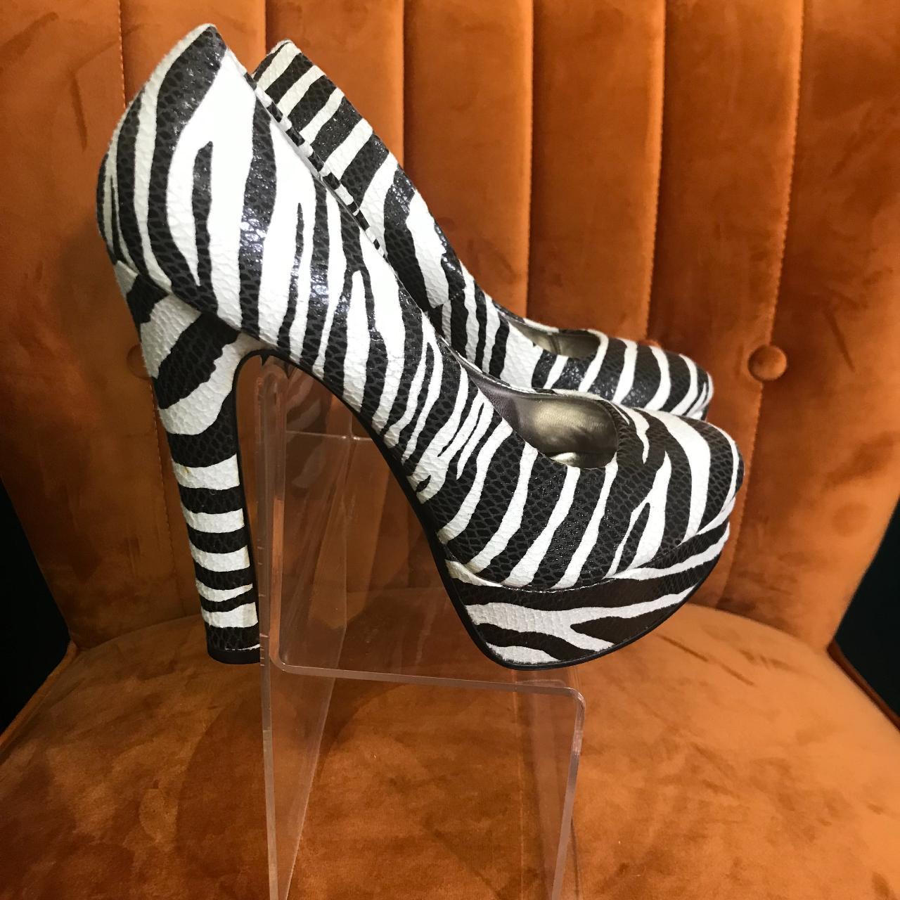 Zebra Print Platform Heeled Shoe Brand New 8 00 H5 Depop   P0 