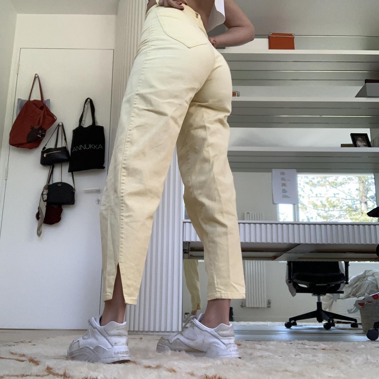 Pastel yellow jeans! The cutest colourful pants from... Depop