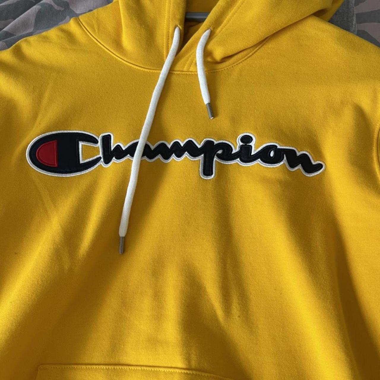 Champion Men's Yellow Hoodie | Depop