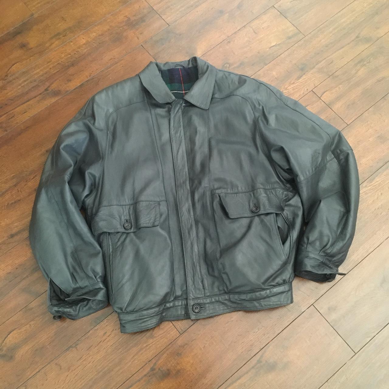 Aquascutum Men s Vintage Green Leather Jacket Size