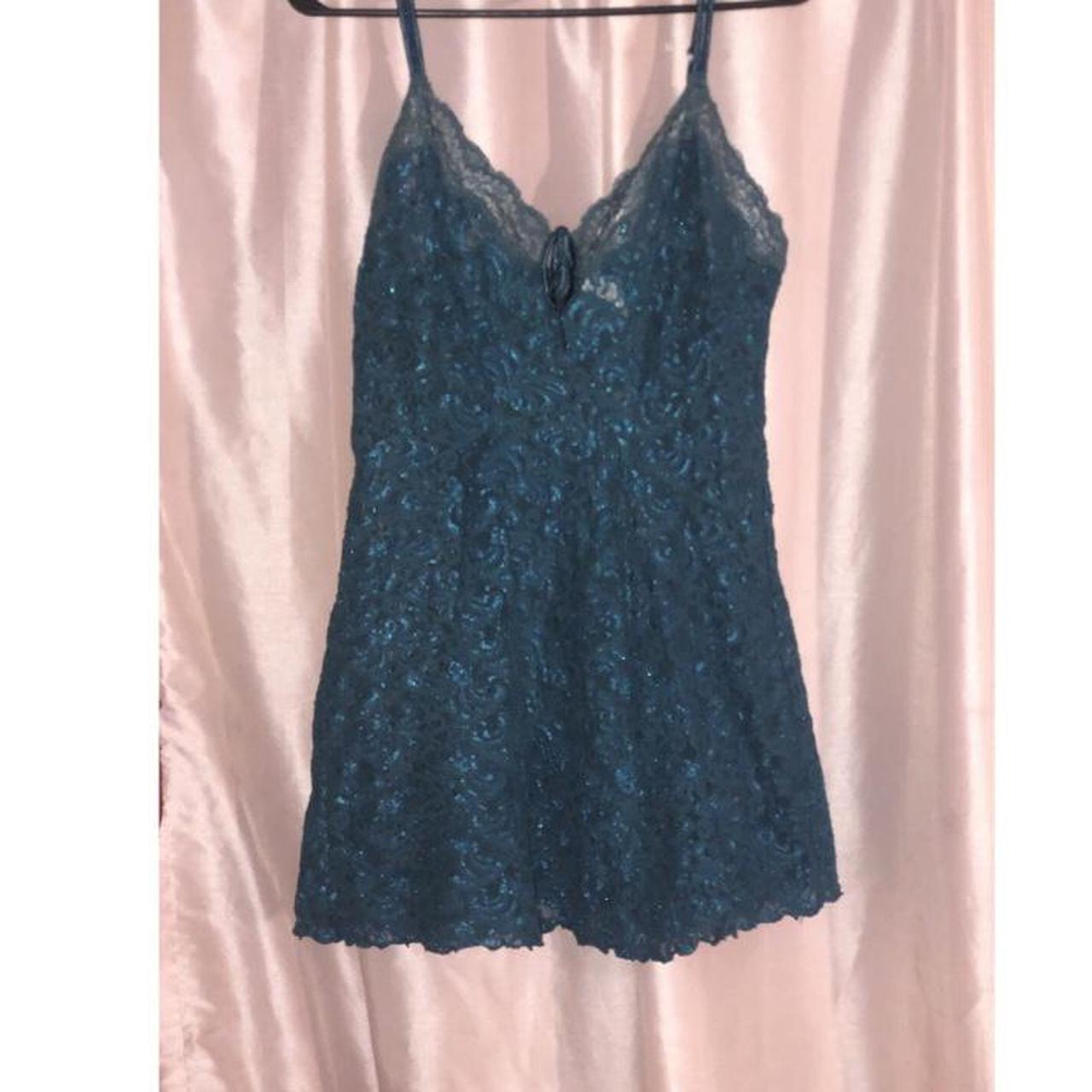 Turquoise lace vintage lingerie dress $4 shipping - Depop