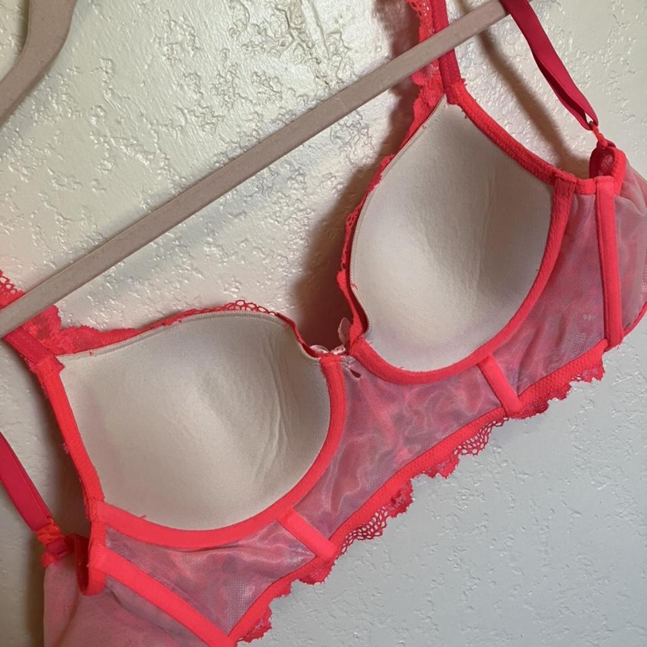 Victorias Secret Hot Pink Lace Bra 32d Like New Depop