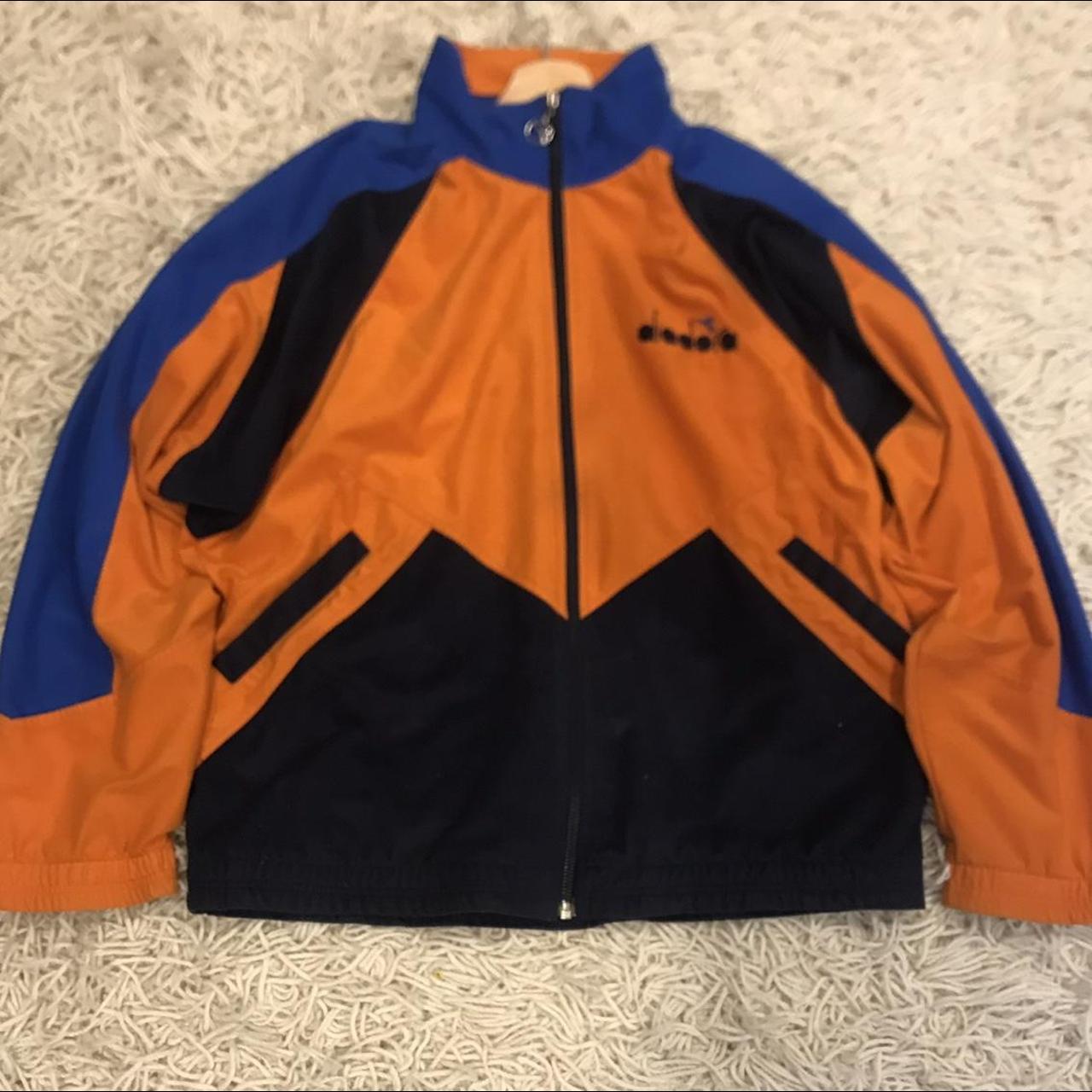 Vintage Diadora jacket Colour: orange/blue/navy... - Depop