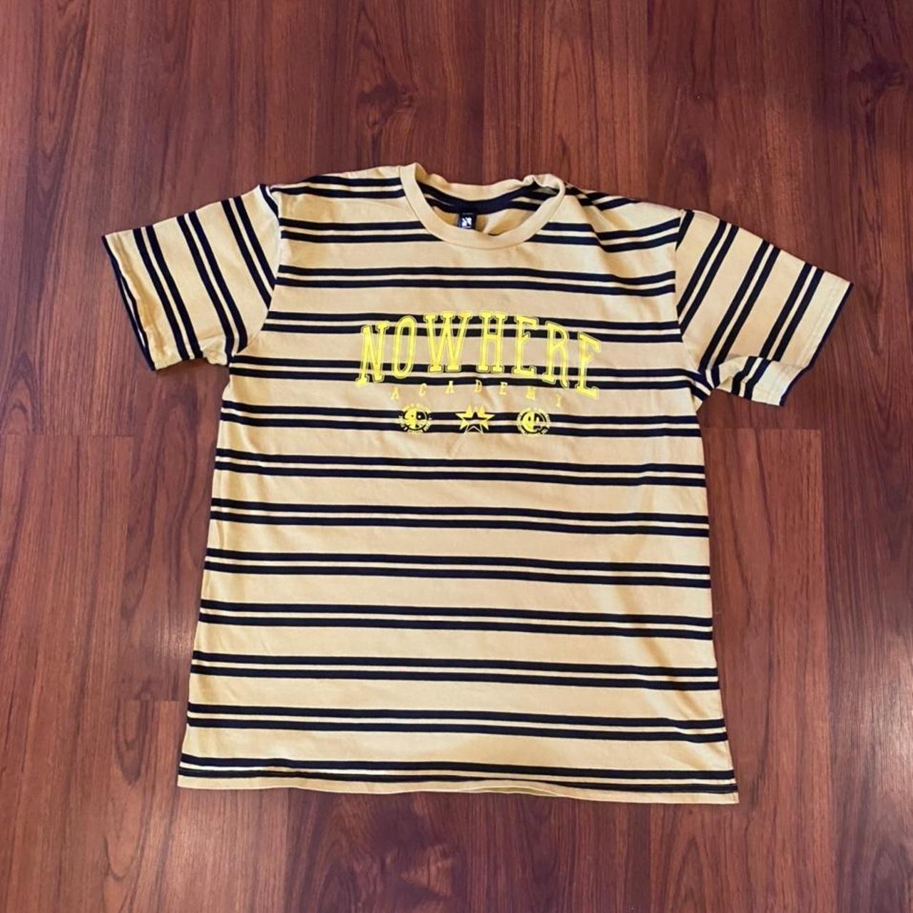 Erased project “Nowhere Academy” striped tee Large... - Depop