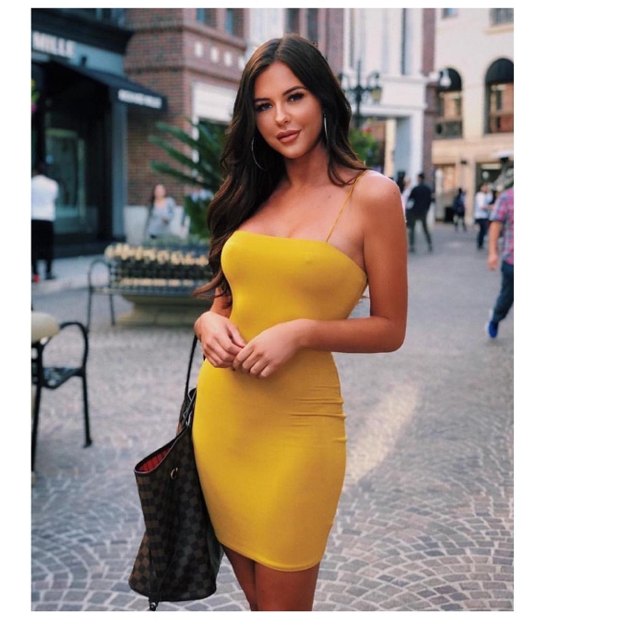 Mustard color bodycon store dress