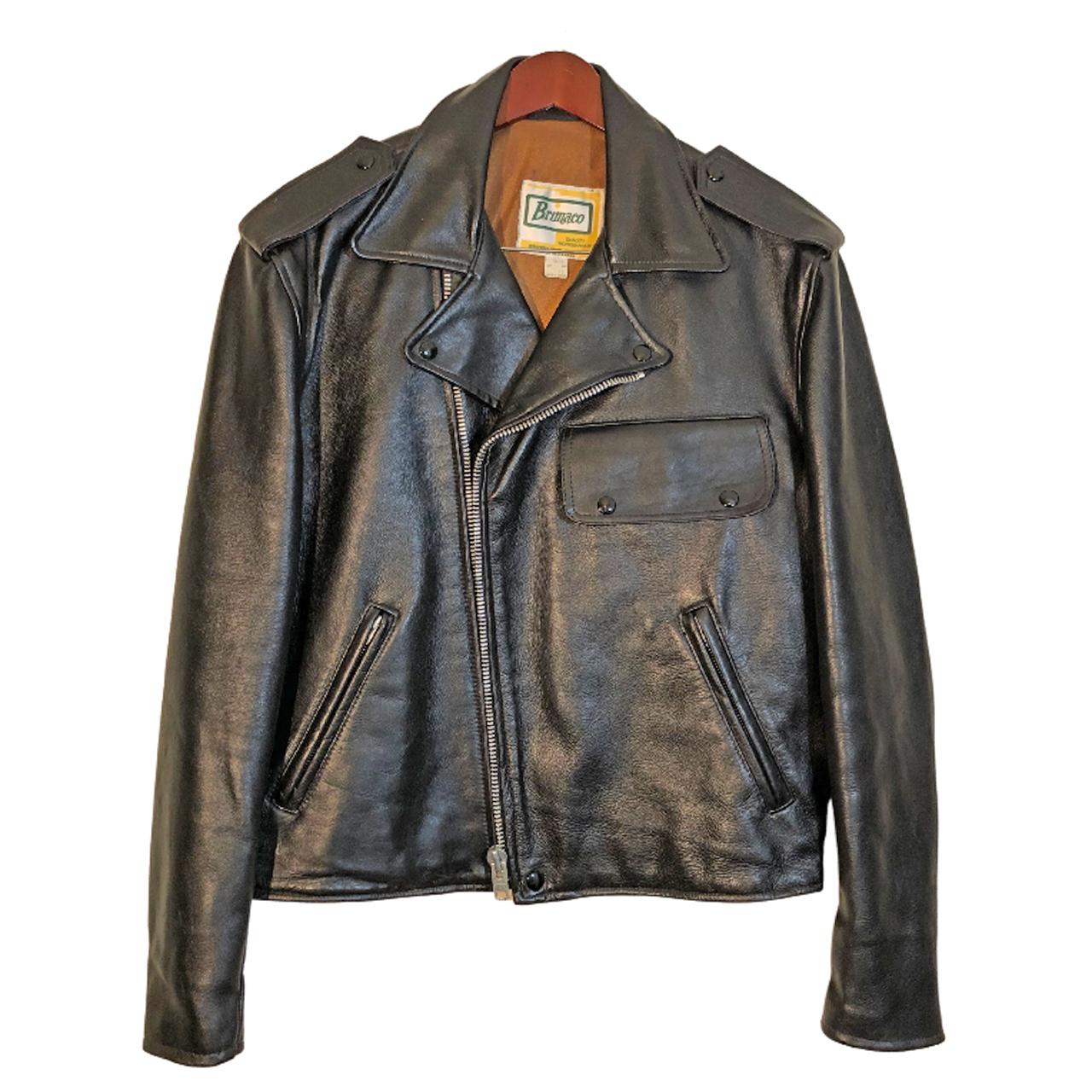 BRIMACO Black Leather Double Rider Motorcycle Jacket...