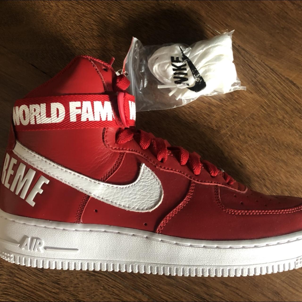 Air force 1 high supreme sales world famous red