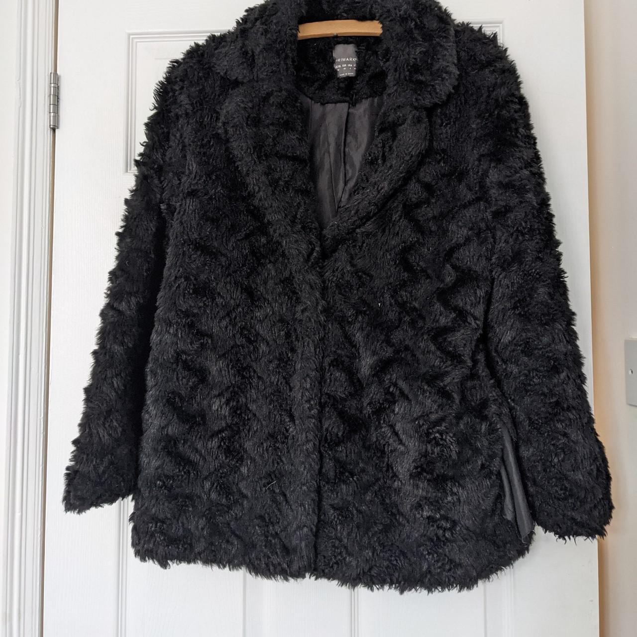 Primark teddy faux fur black coat. Blazer style.... - Depop