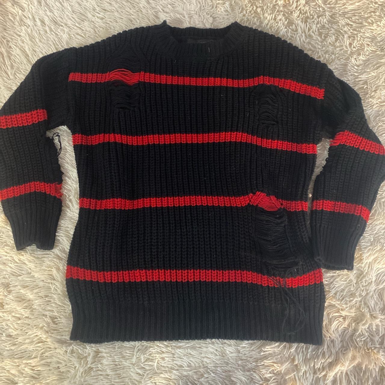 Forever 21 Ripped Striped Sweater The little white... - Depop