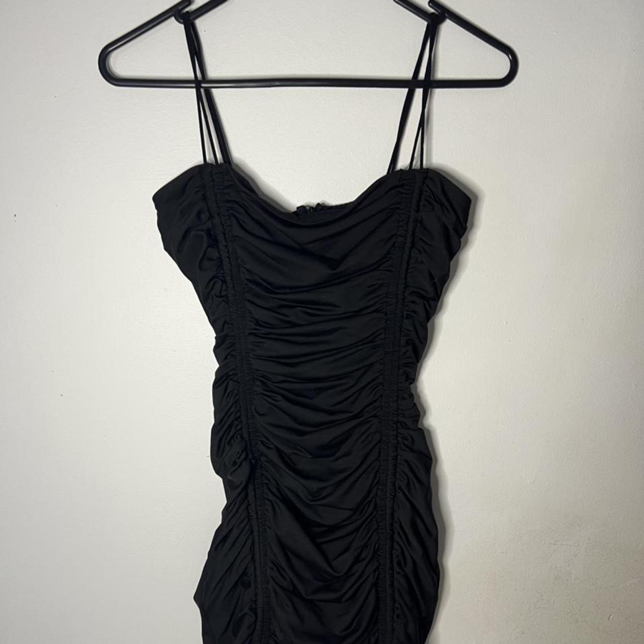 Black ruched mini dress - worn once, perfect... - Depop
