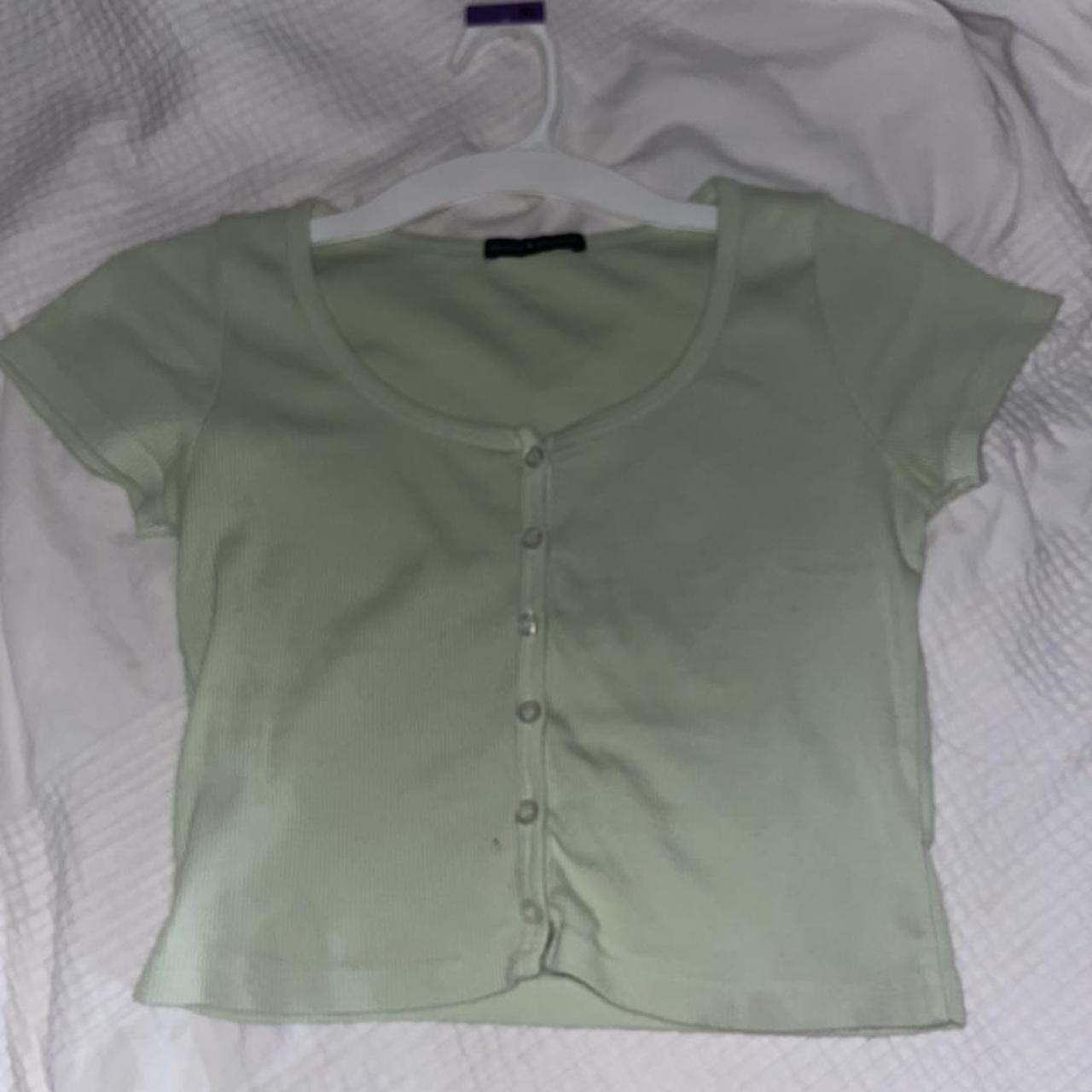sage green brandy button up tee dm before... Depop