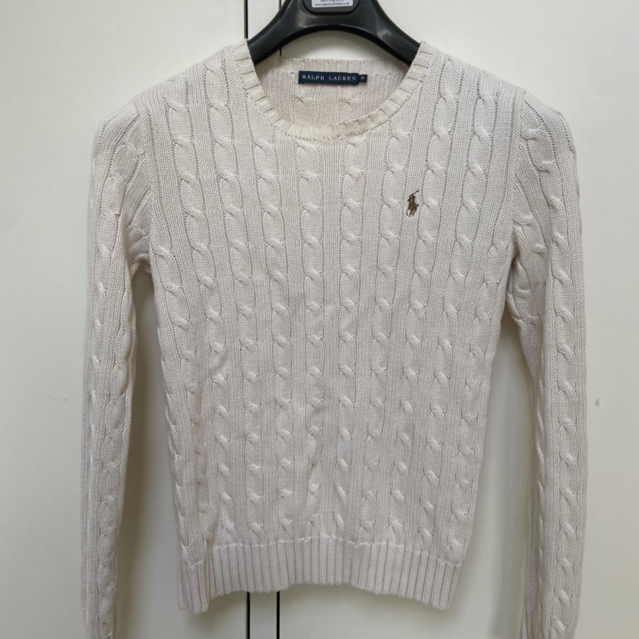 Women’s cream Ralph Lauren cable knit jumper. Size M... - Depop