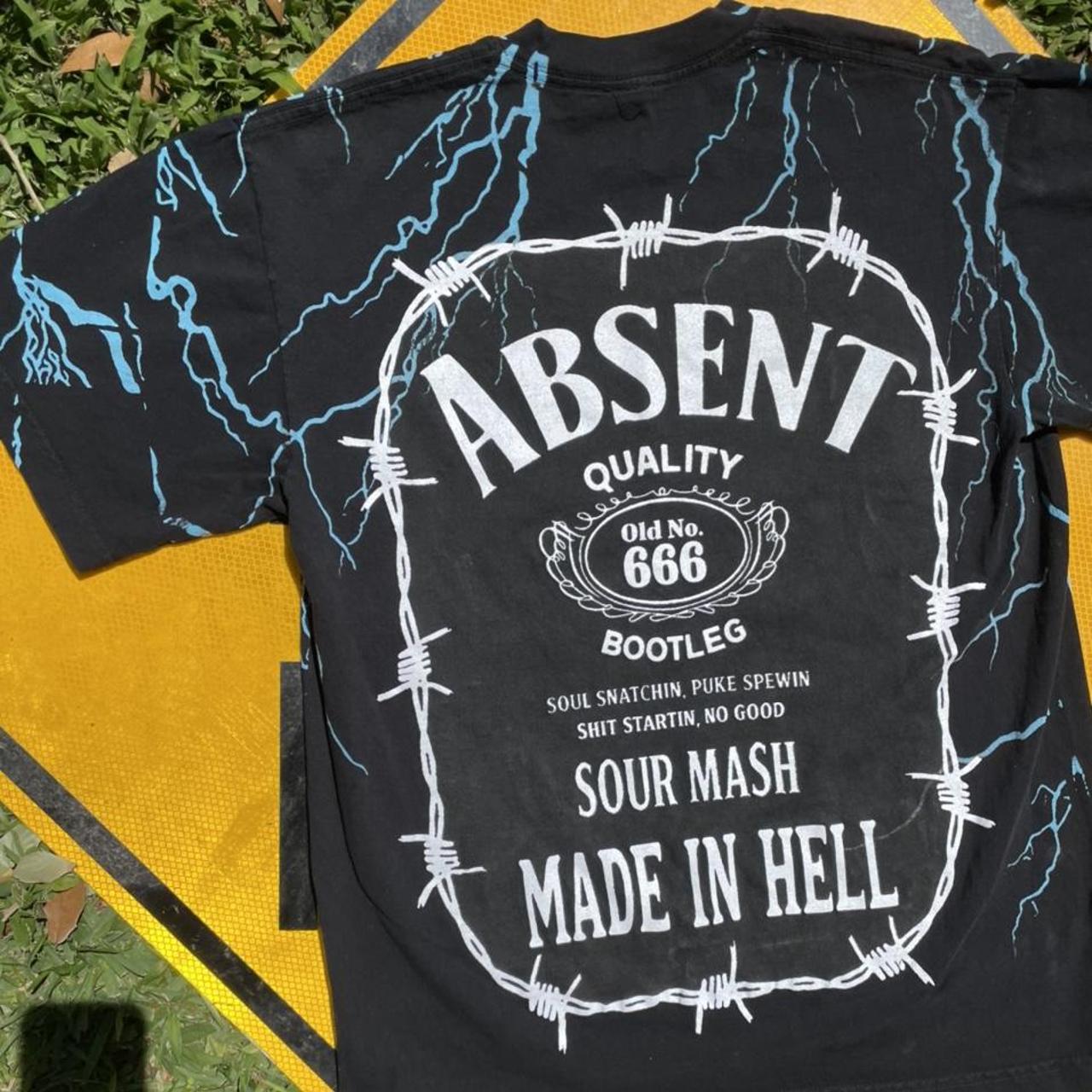 Absent Men's Black and White T-shirt | Depop