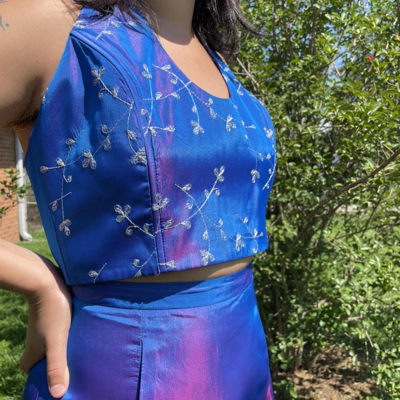 gunne-sax-women-s-purple-and-pink-dress-depop