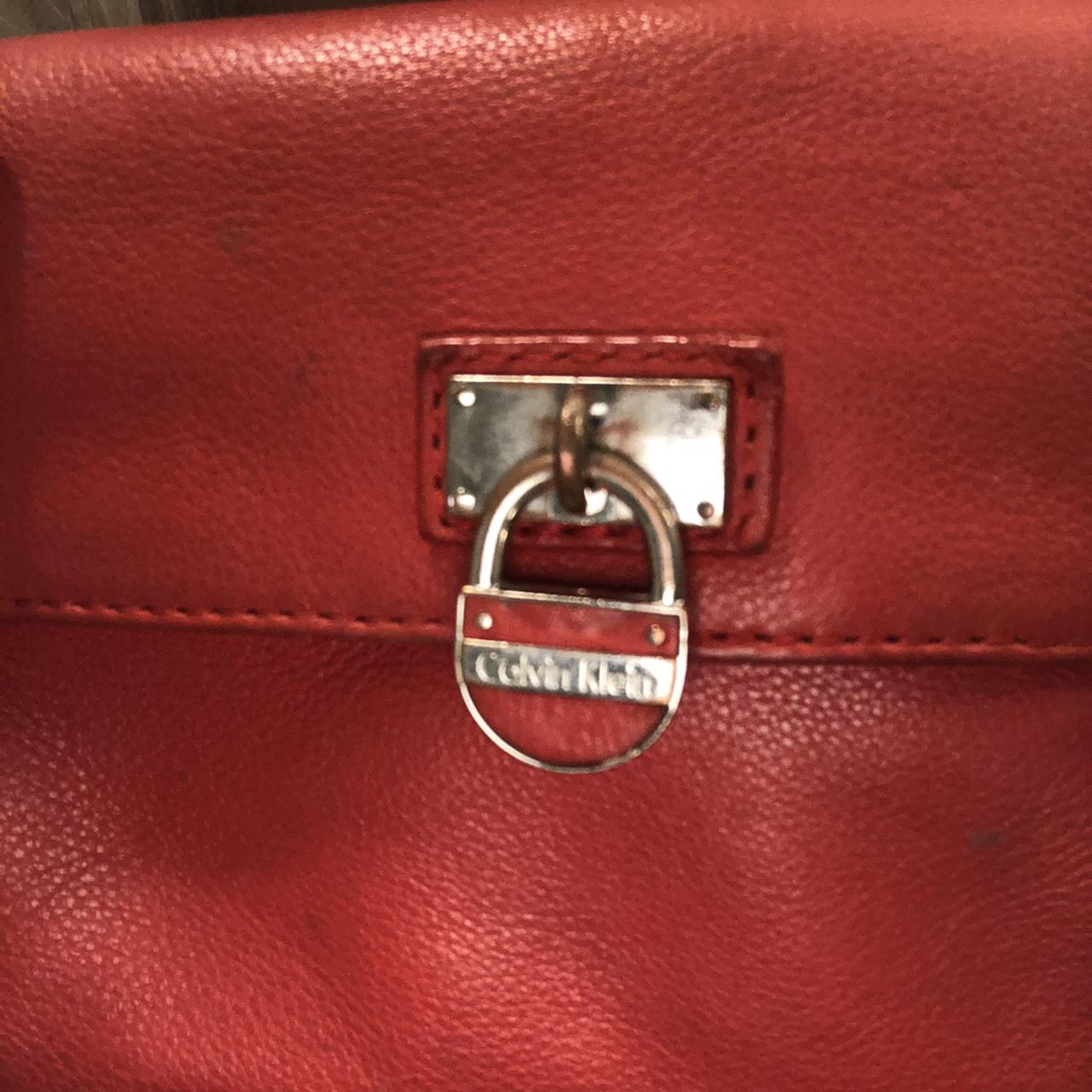 CALVIN KLEIN RED LEATHER CROSSBODY PURSE this - Depop