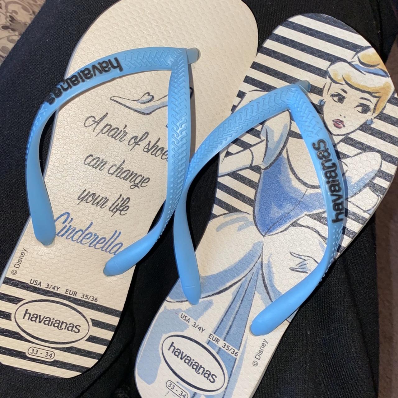 Cute Cinderella havaianas flip flops size 3. Never Depop