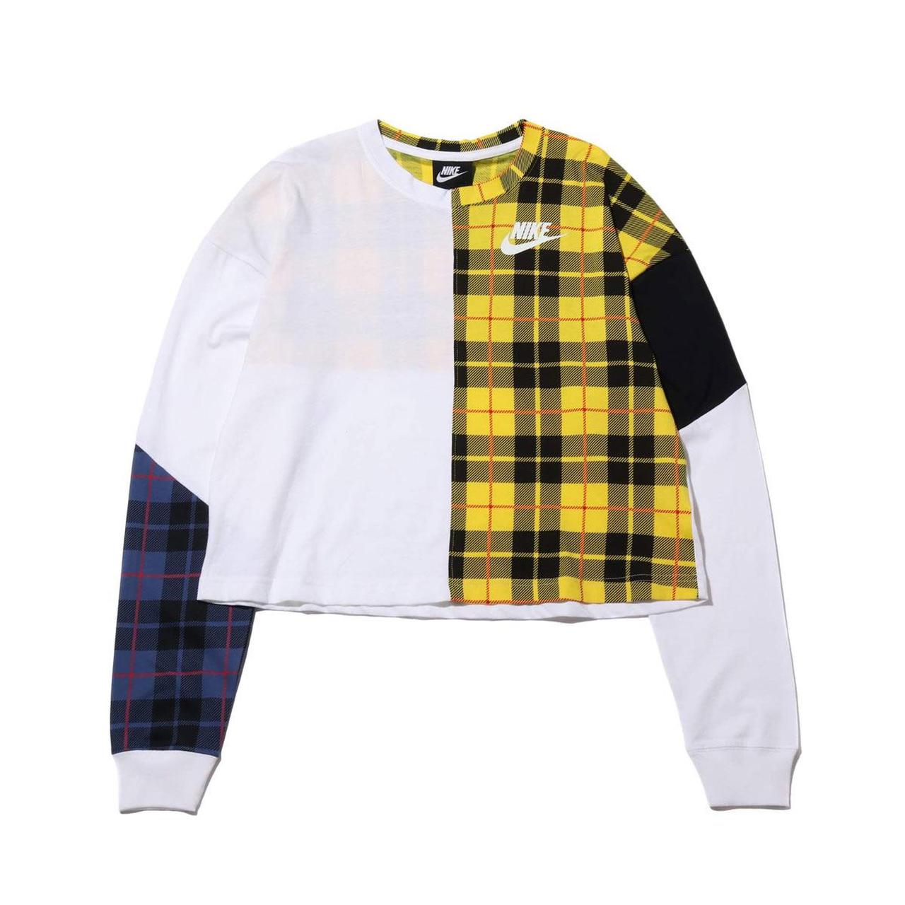 nike yellow plaid sweatshirt