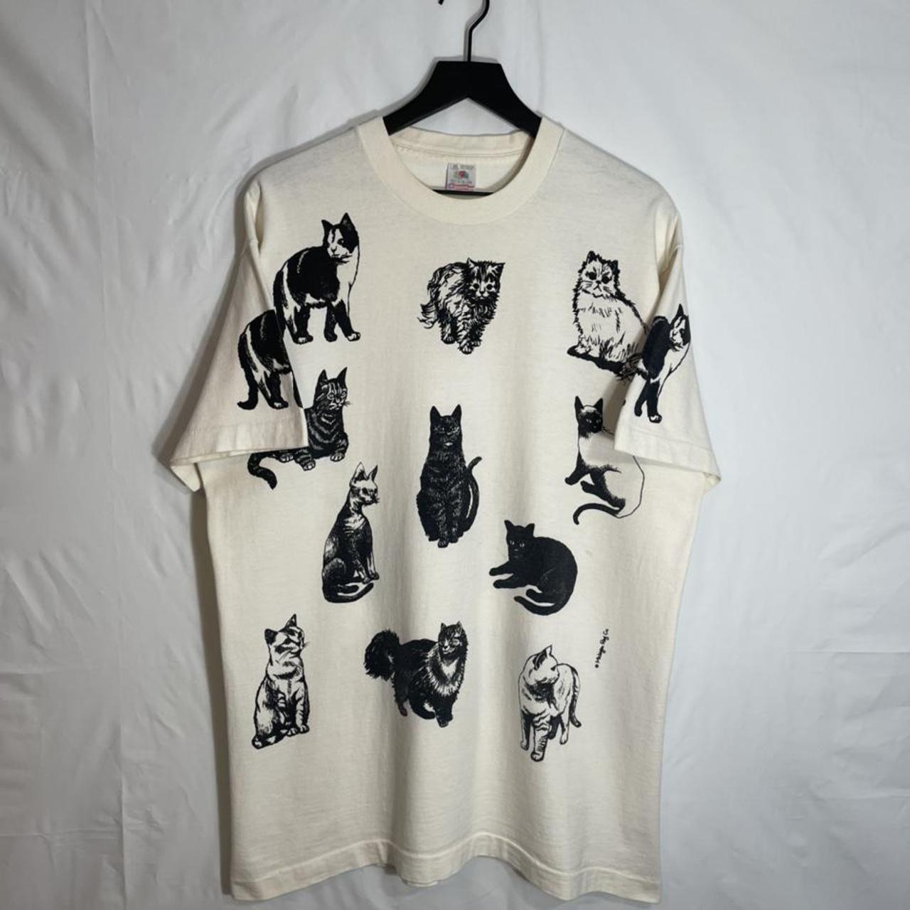 Black Cats AOP Shirt 90s Vintage Cat Shirt Cat... - Depop