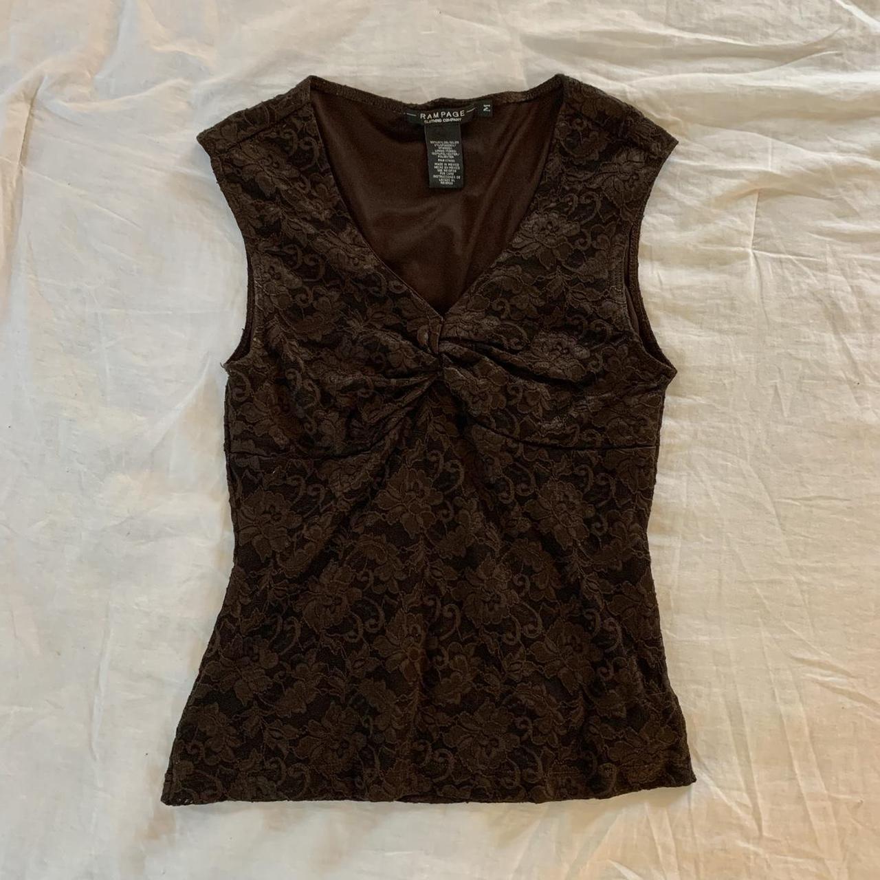 adorable chocolate brown lace top! - would fit m-l... - Depop