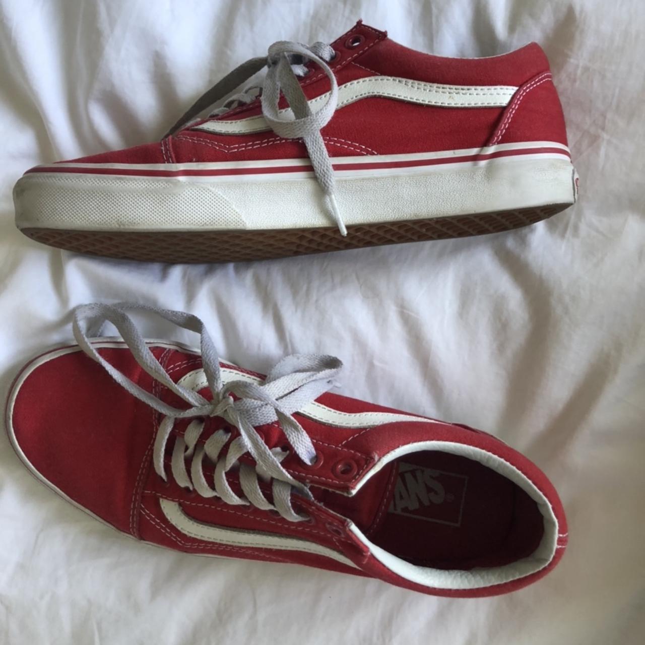 RED OLD SKOOL VANS great condition only worn a... - Depop