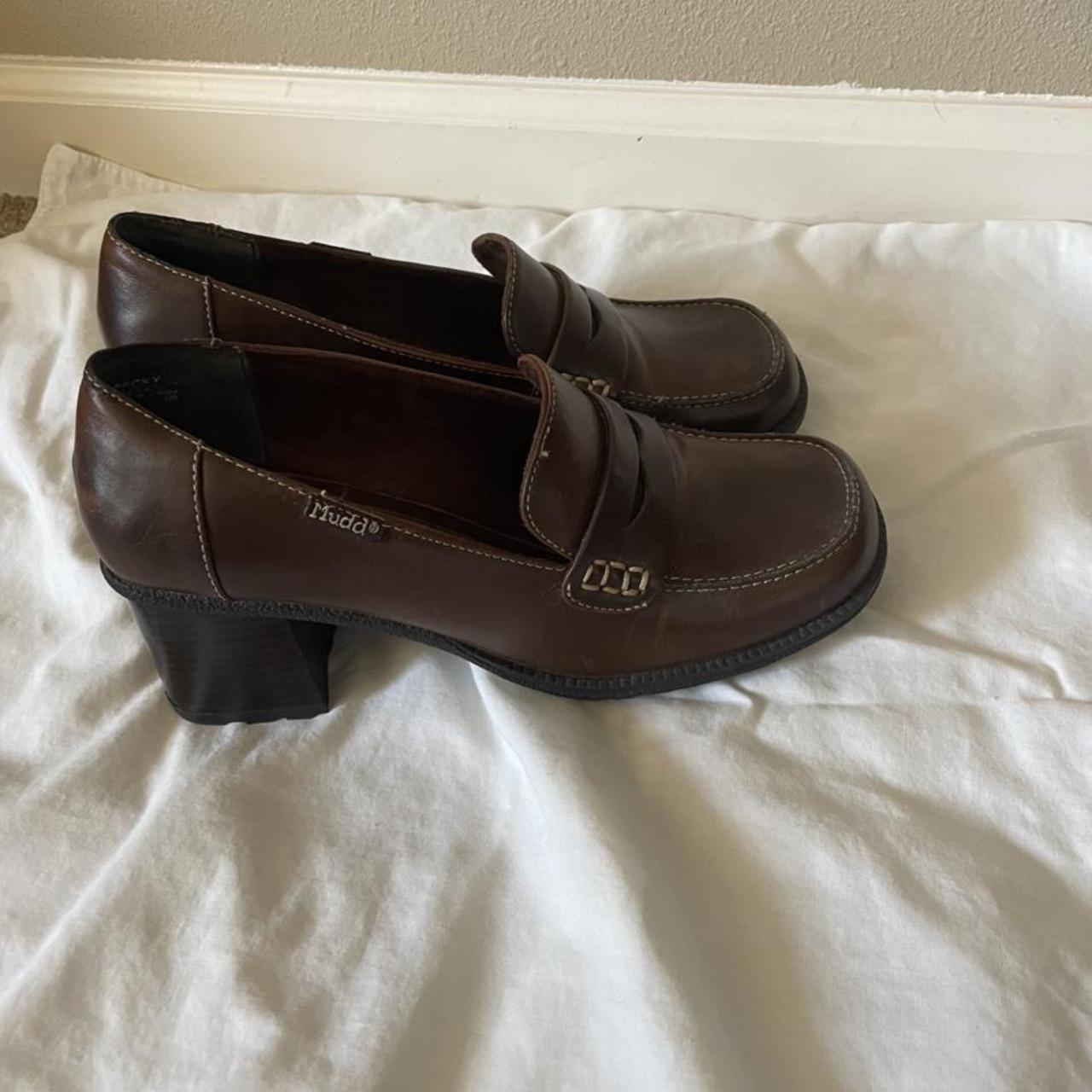 Never worn brown Mudd heeled loafers. These are so... - Depop
