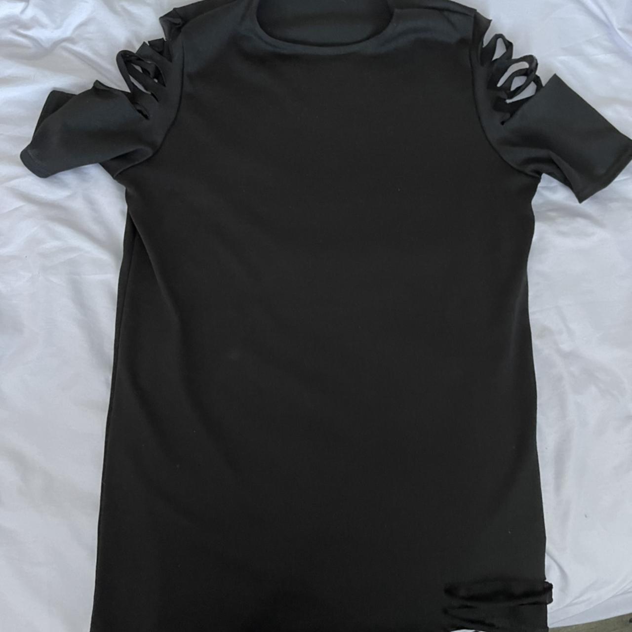 I Saw It First black T-shirt dress with distressed... - Depop