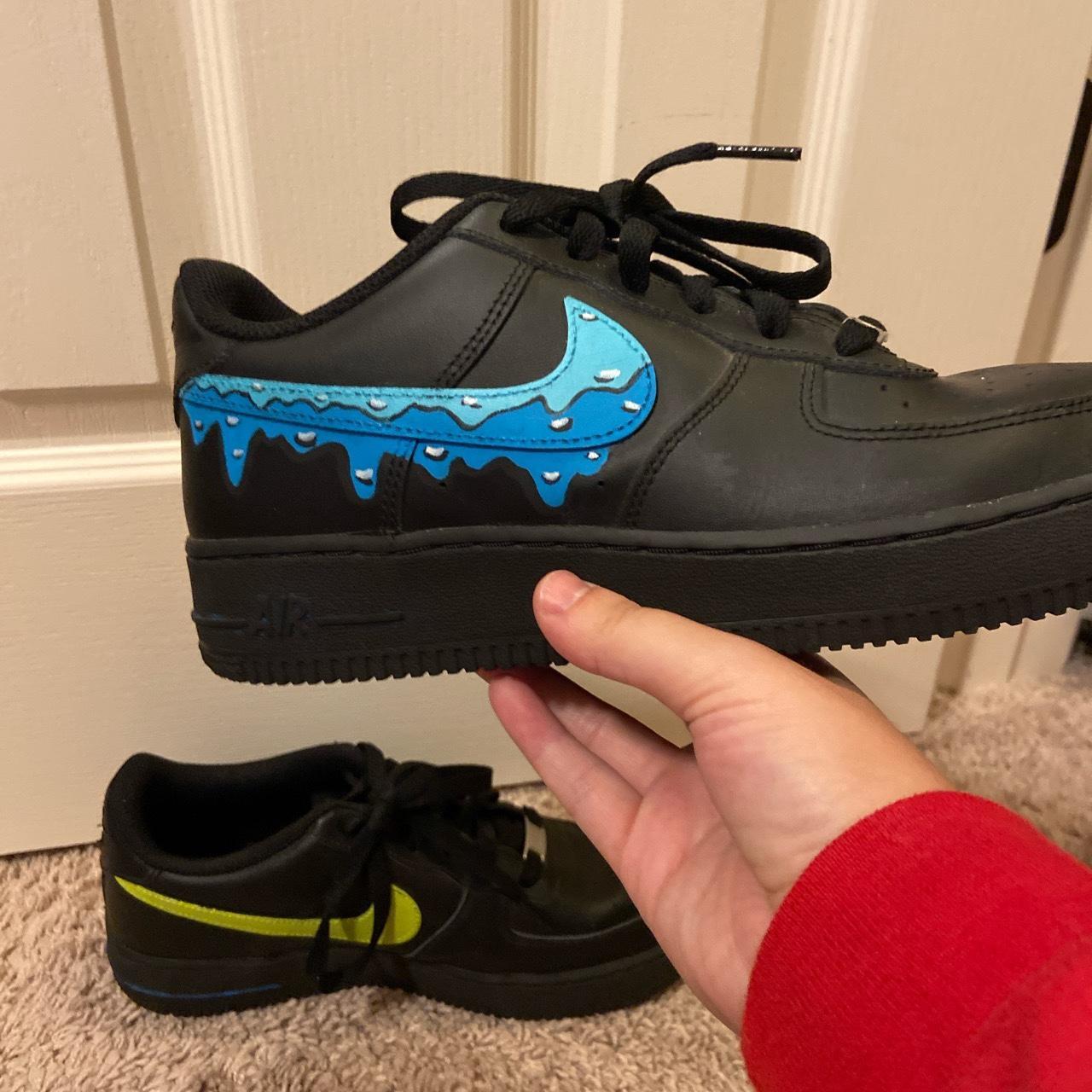 Customized black Nike air forces Size 7 boys Does - Depop