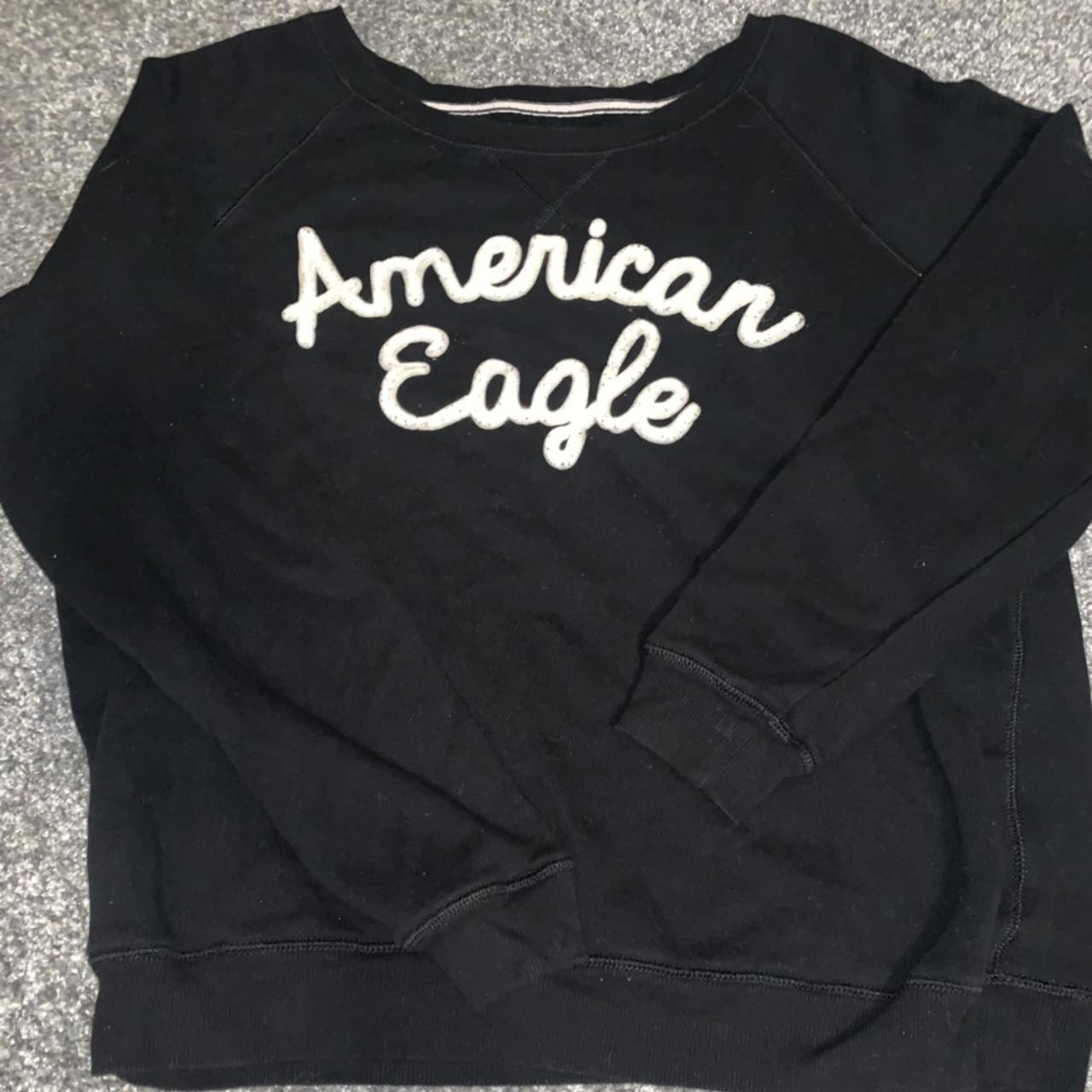 American Eagle Outfitters Women's Black and White Sweatshirt | Depop