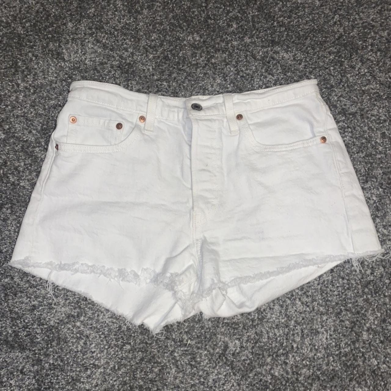 white levi shorts super cute to wear with... - Depop