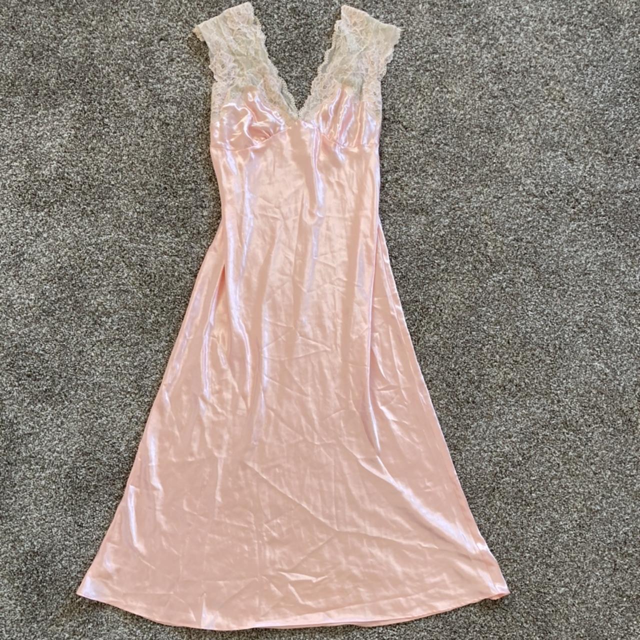 Absolutely gorgeous light pink silky nightgown... - Depop