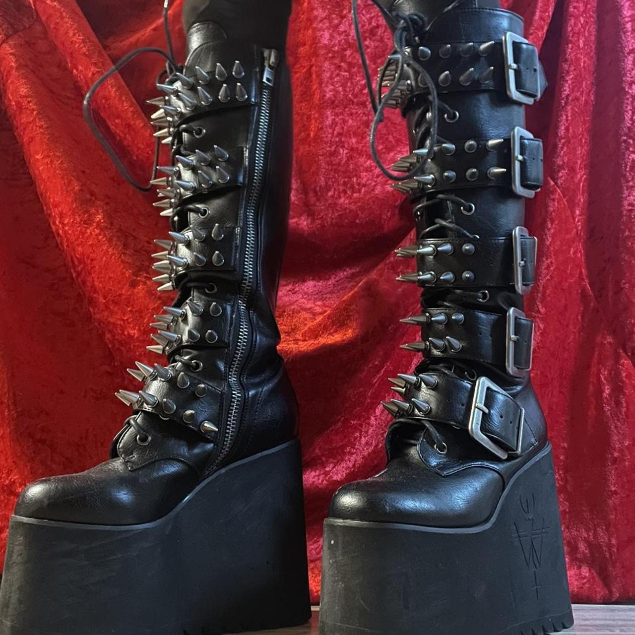 navy platform boots